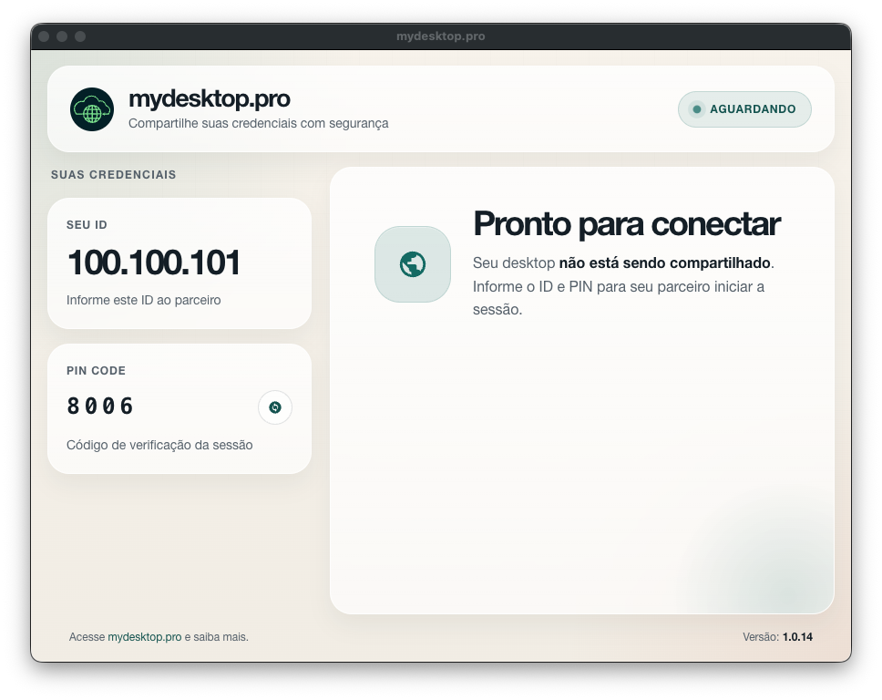 Aplicativo de compartilhamento de desktop